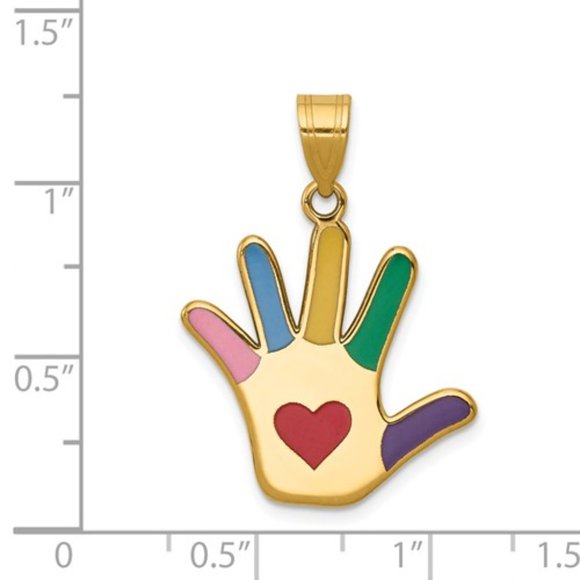 14k Yellow Gold Autism Handprint Necklace Charm Pendant enameled Various Designs - Picture 3 of 6